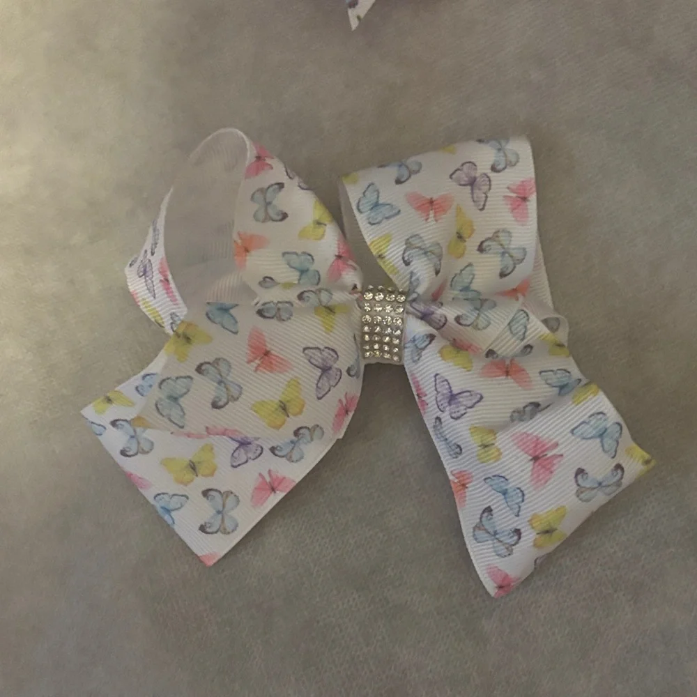 Floral Butterfly Ribbon Hair Bows